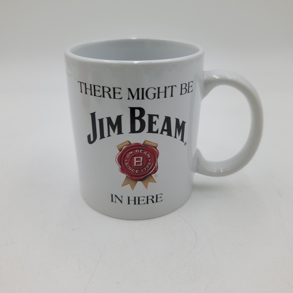 Jim Beam White Ceramic Coffee Mug There Might Be Jim Beam In Here Novelty Cup